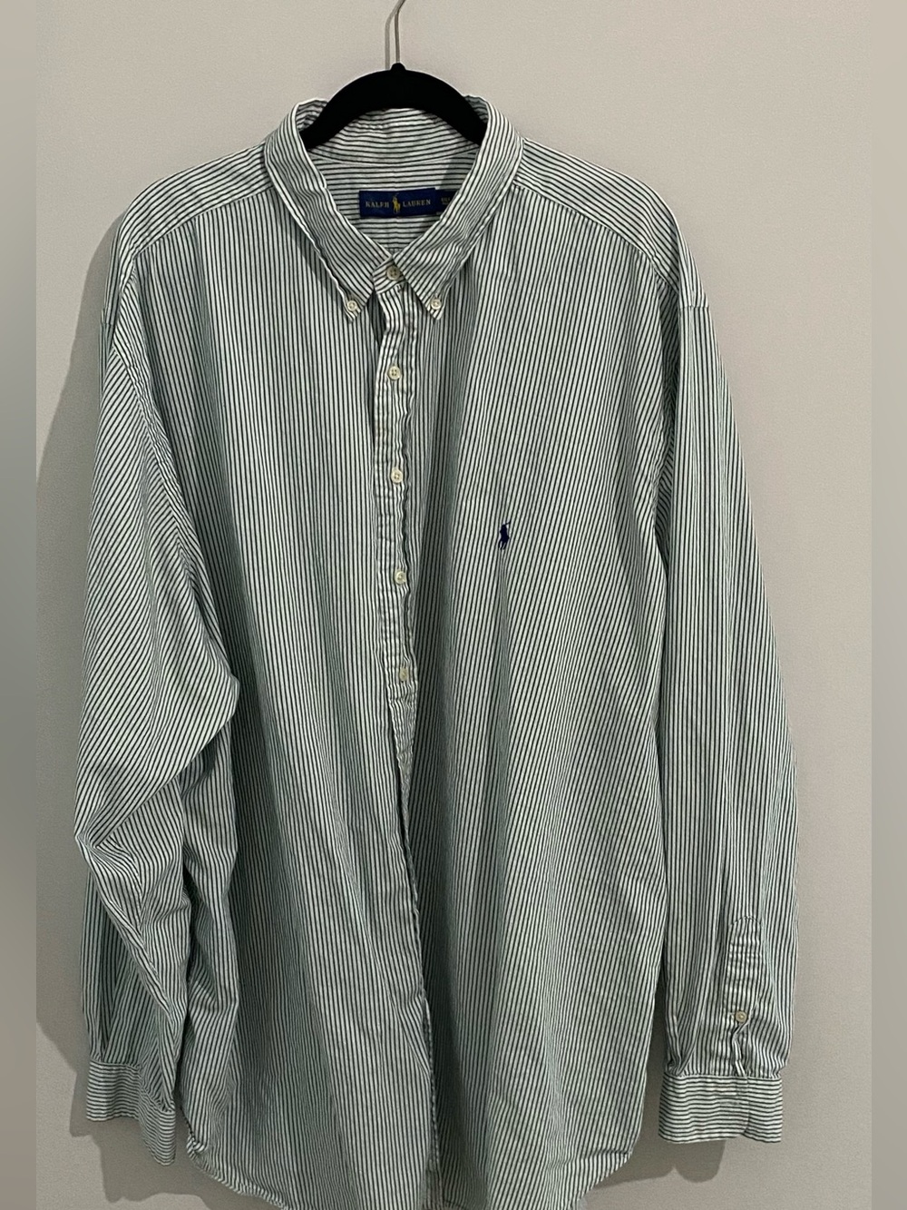 Polo Ralph Lauren Men's 4XT Striped Button Down Shirt Green White Big & Tall